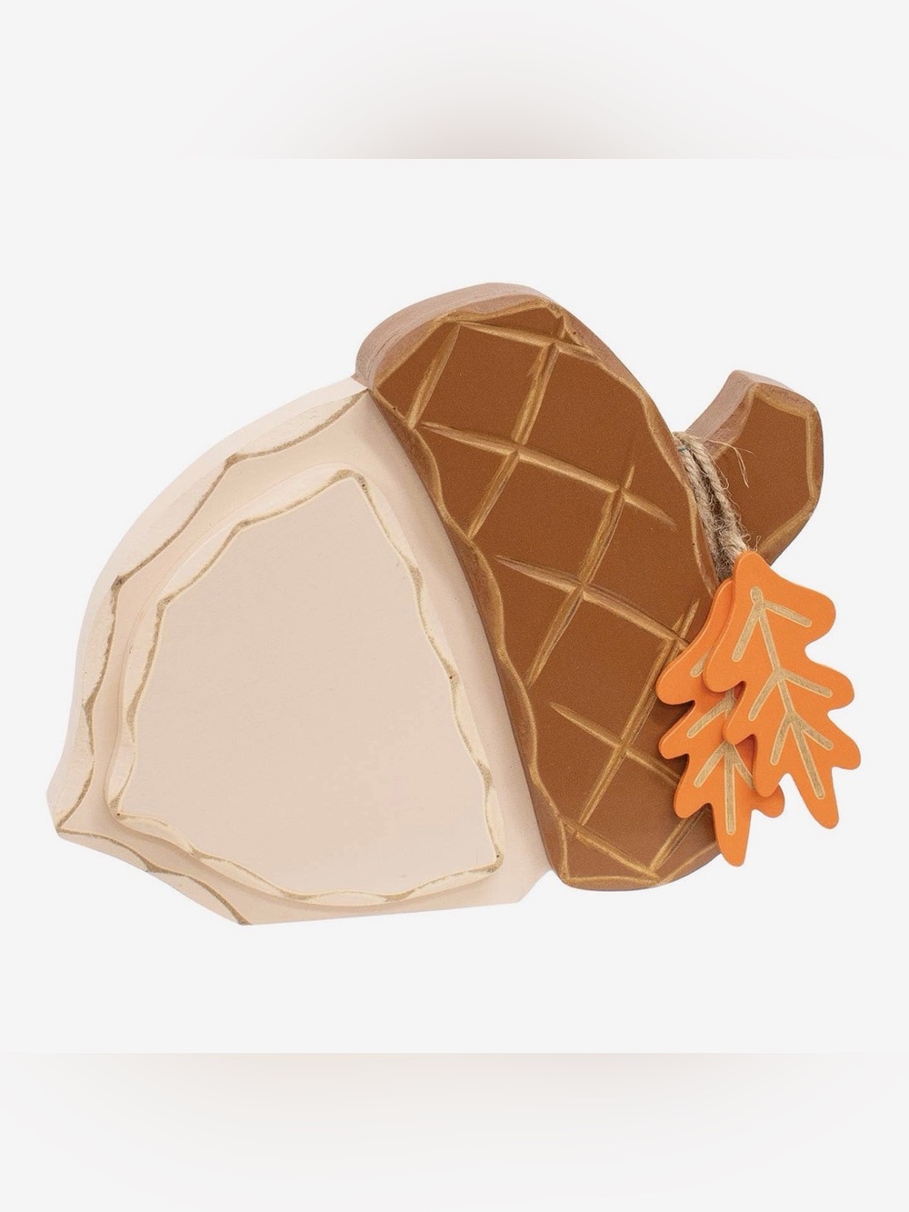 Wooden Acorn Shelf Accent - Beige & Brown—New